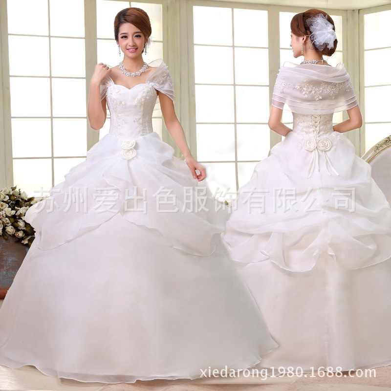 2016新款新娘婚紗禮服一字包肩顯瘦大碼胖MM孕婦婚紗工廠,批發,進口,代購