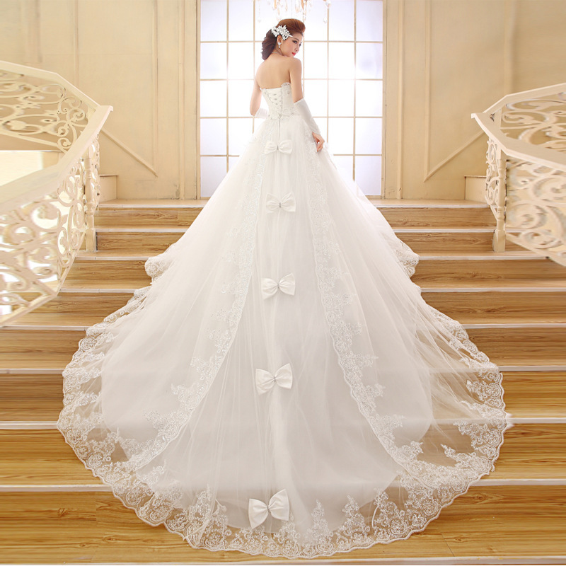 衣秀依琳新款 韓版長拖尾抹胸蕾絲 新娘婚紗禮服 婚紗 孕婦可定製工廠,批發,進口,代購