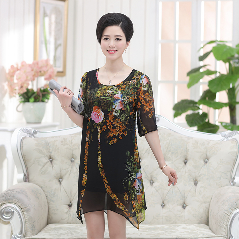 精品 大碼女裝真絲連衣裙中老年桑蠶絲連衣裙 夏季新款阿裡批發工廠,批發,進口,代購