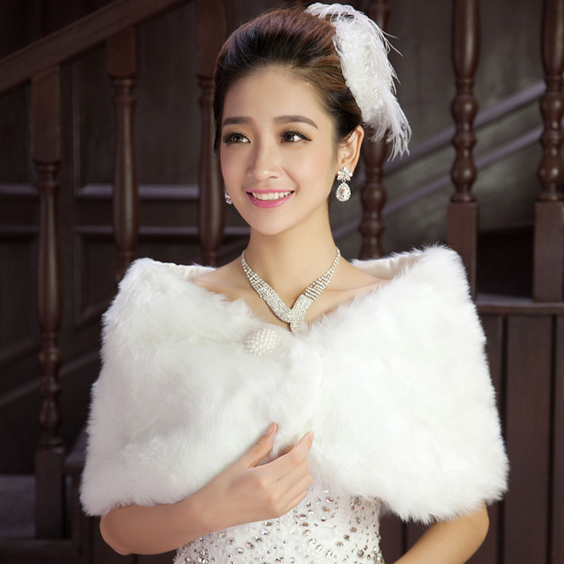 婚紗披肩冬季仿狐貍白色新娘婚禮婚紗禮服結婚鬥篷外套皮草披肩工廠,批發,進口,代購