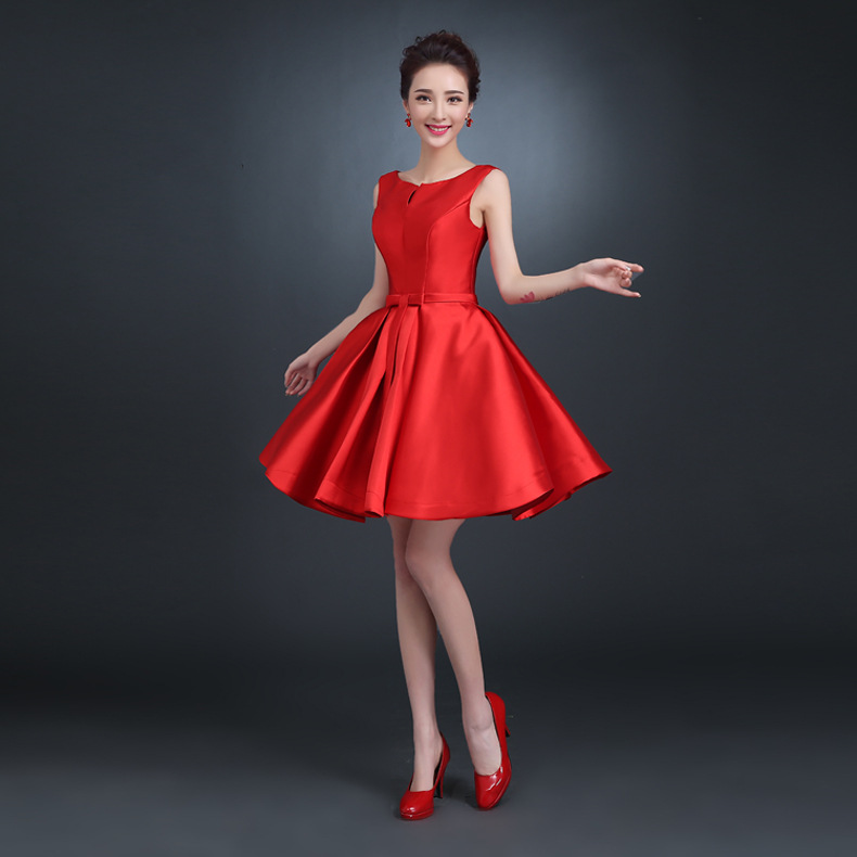 2016新款新娘敬酒服女晚禮服宴會紅色短款結婚禮服伴娘服工廠,批發,進口,代購