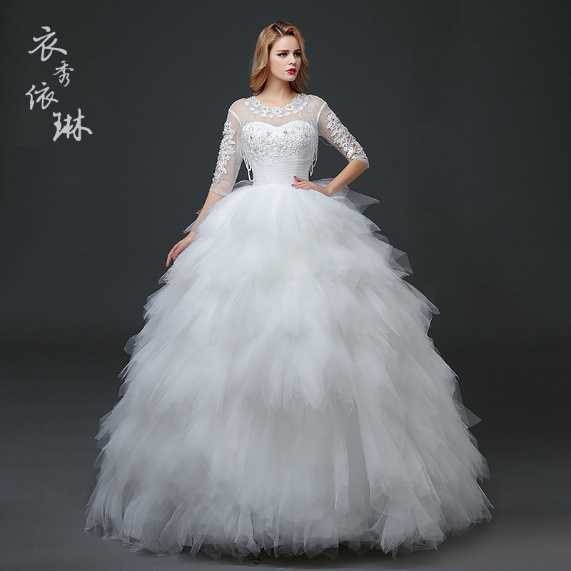 批發蘇州婚紗禮服2016新款春夏婚紗雙肩蕾絲新娘韓式顯瘦綁帶代發工廠,批發,進口,代購
