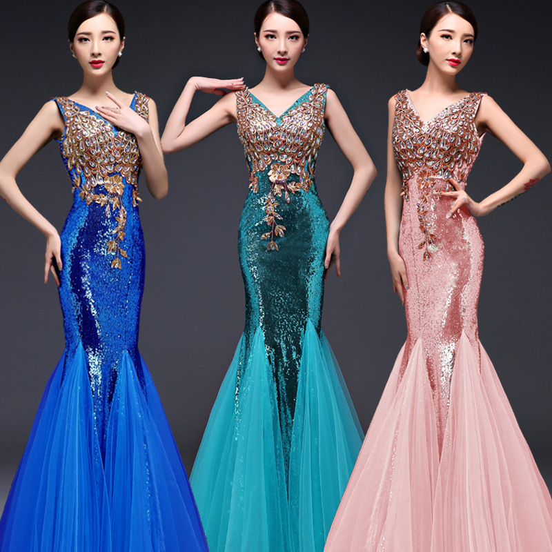 2015新款韓版性感V領高檔紅色蕾絲魚尾修身新娘結婚長款敬酒禮服工廠,批發,進口,代購