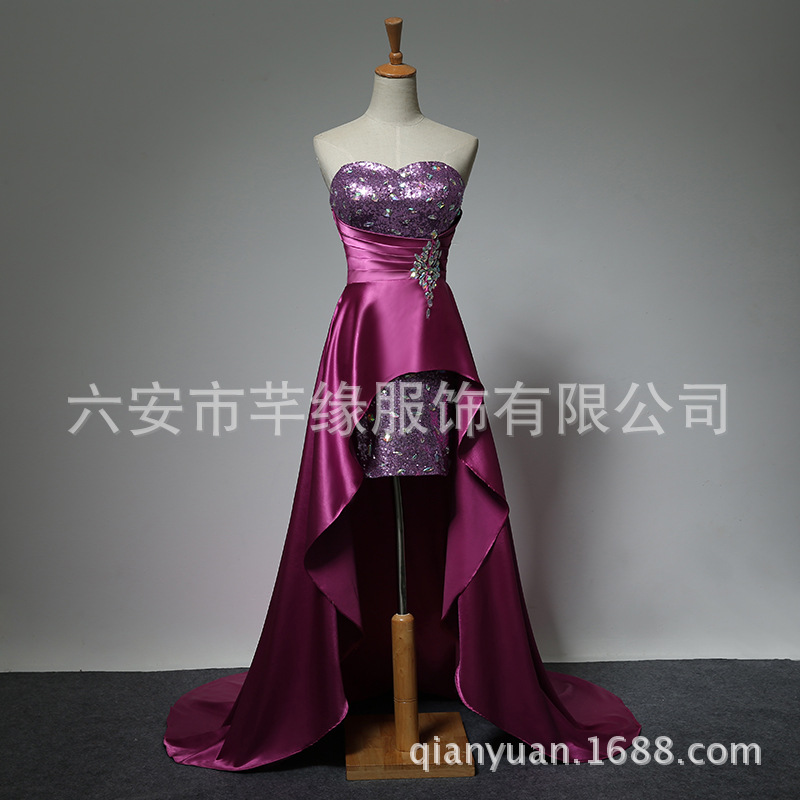 ebay亞馬遜亮片新款禮前短後長時尚蕾絲長款拖尾晚裝禮服連衣女裝批發・進口・工廠・代買・代購