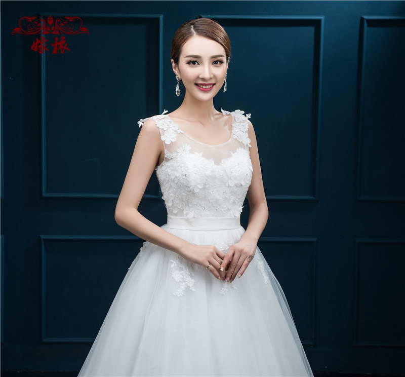 新娘婚紗禮服2016新款春韓版雙肩大碼婚紗蕾絲齊地高腰孕婦婚紗工廠,批發,進口,代購