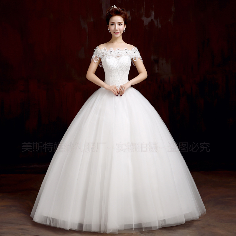 【歐美婚紗】熱銷顯瘦時尚水鉆歐美婚紗廠傢直銷雙肩圓領歐美婚紗工廠,批發,進口,代購