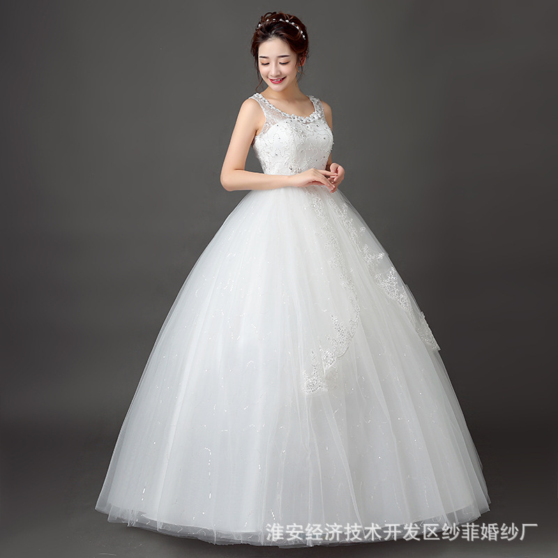 2016夏季新款性感婚紗 韓版亮片雙肩花朵蕾絲顯瘦露背新娘婚紗工廠,批發,進口,代購