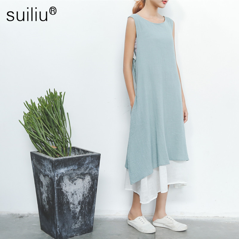 2016春夏女裝新品棉麻原創森女廠傢直銷背心裙女式連衣裙長裙378工廠,批發,進口,代購