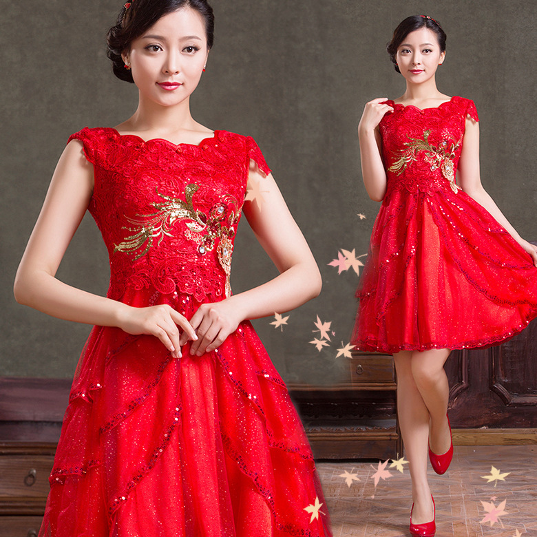 廠傢批發 新娘結婚禮服  大紅短款敬酒服高檔紅色婚紗 直銷特賣工廠,批發,進口,代購