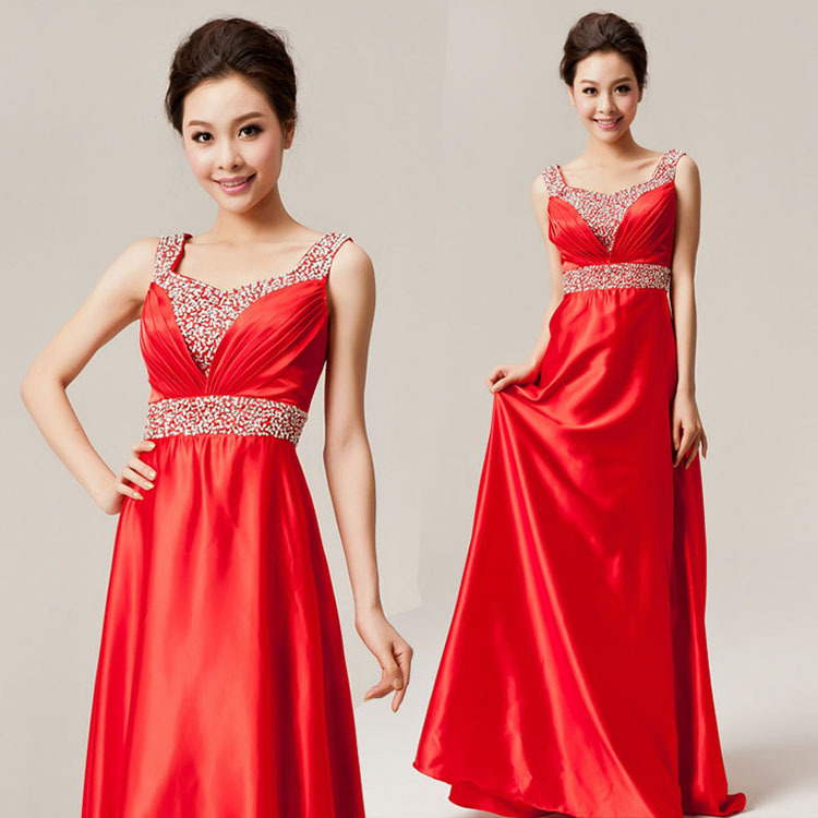 2016新款新娘結婚敬酒服晚禮服演出服紅色雙肩V領長款廠傢直銷工廠,批發,進口,代購