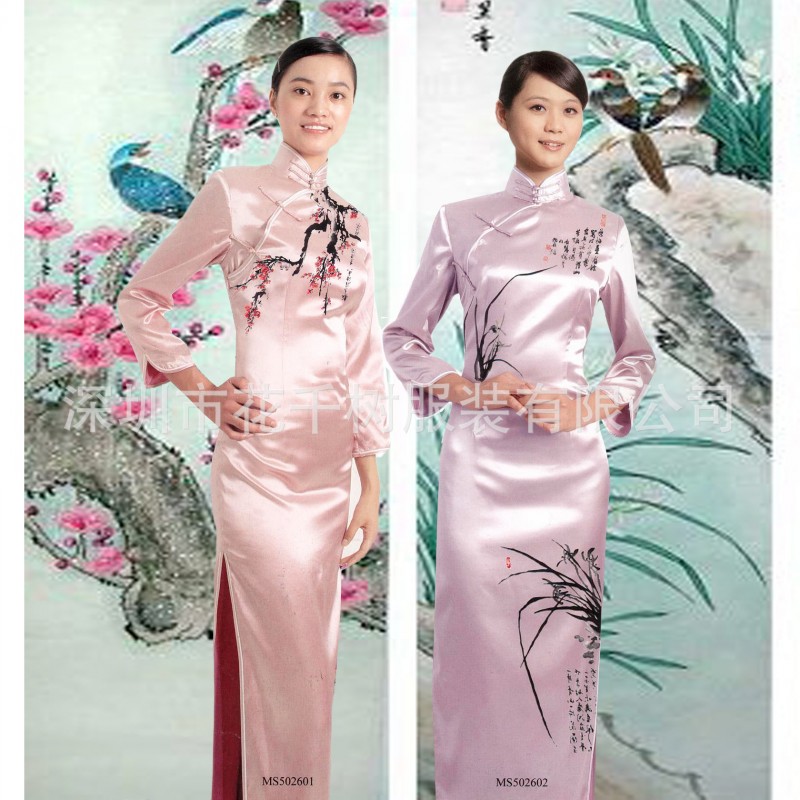 2016女裝水墨畫中國風旗袍，定製旗袍，酒店旗袍工廠,批發,進口,代購