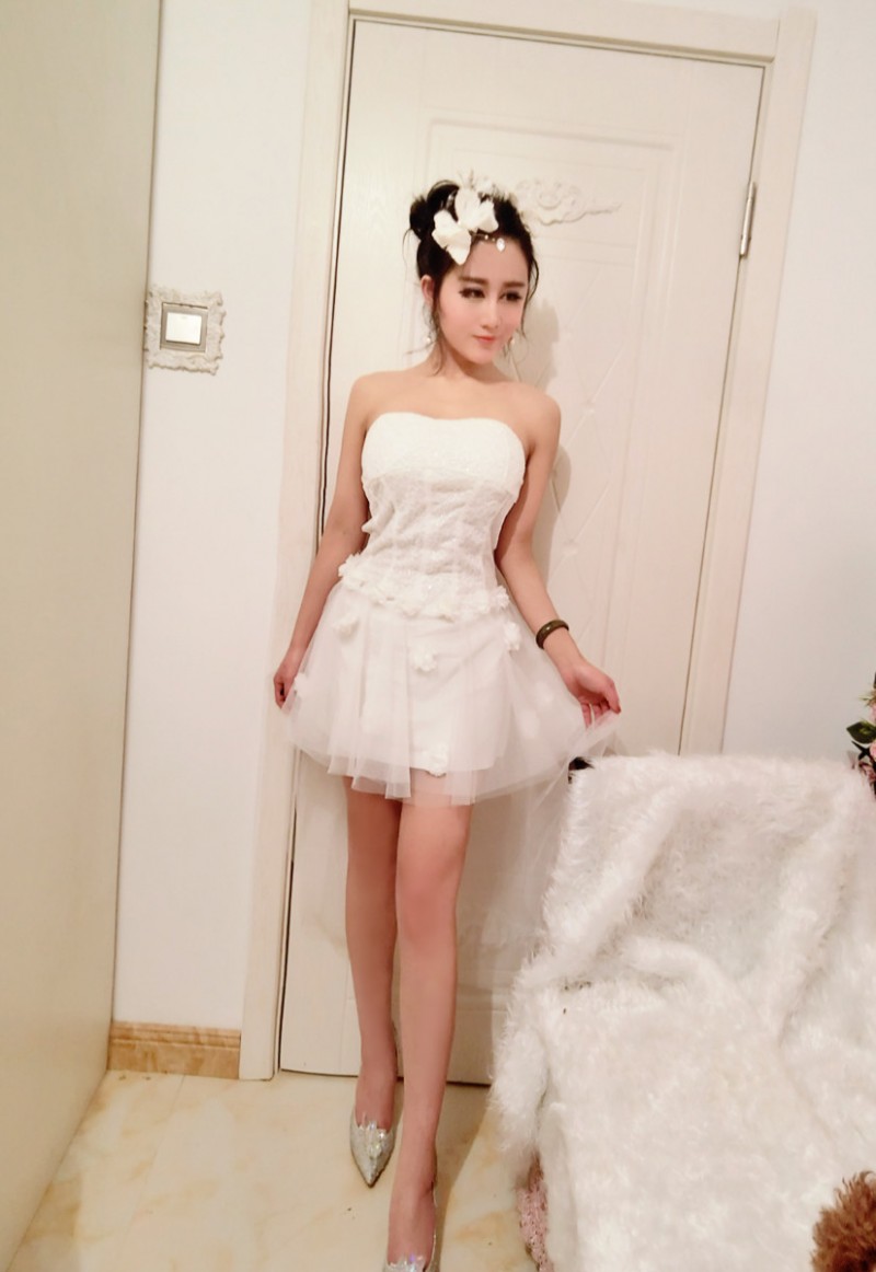 2016女主播新款夏裝抹胸蓬蓬連衣裙小禮服伴娘裙工廠,批發,進口,代購
