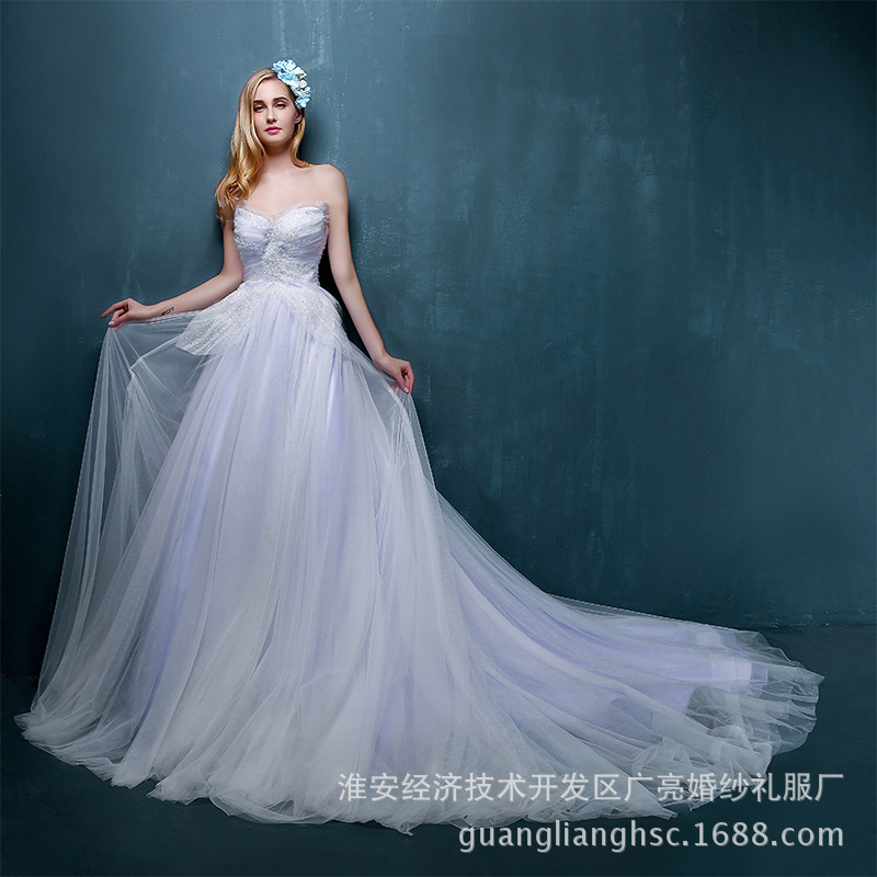 歐美新款外貿婚紗禮服 時尚性感抹胸新娘修身拖尾婚紗高檔定製工廠,批發,進口,代購