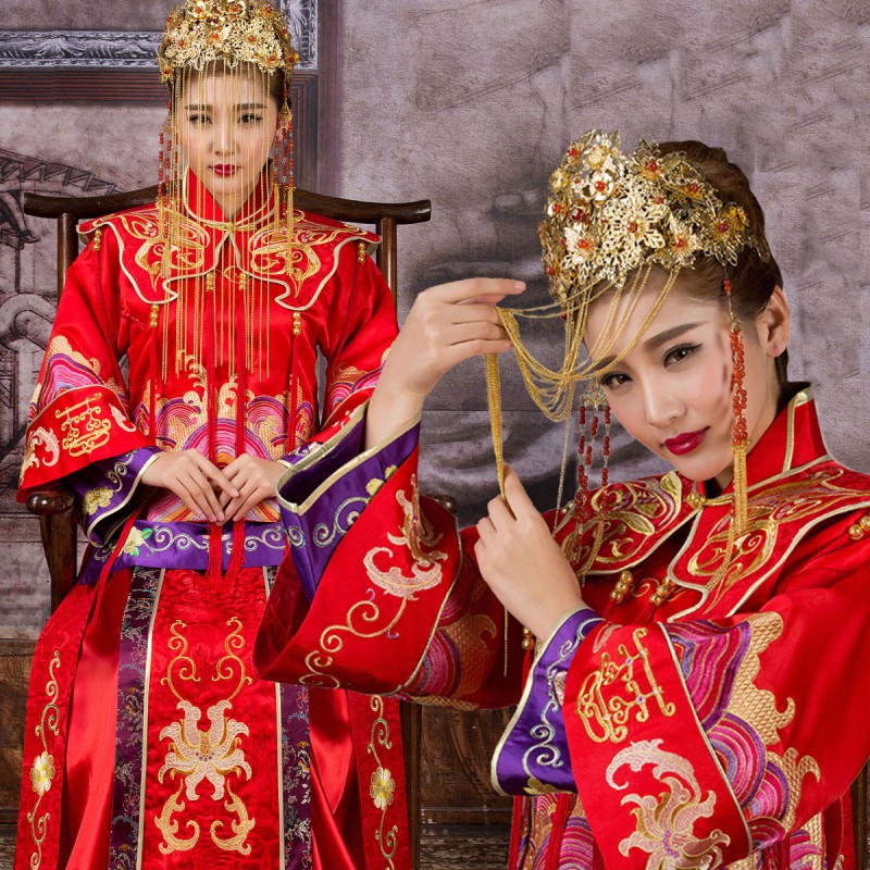 應采兒秀禾服中式結婚禮服古裝嫁衣新娘喜服紅色敬酒服復古長旗袍工廠,批發,進口,代購