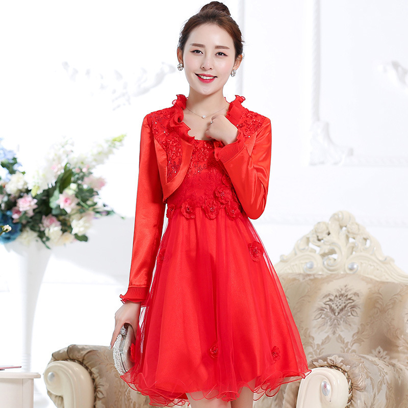 春秋長袖新娘結婚伴娘年會禮服宴會晚禮服修身顯瘦百褶連衣裙女版工廠,批發,進口,代購
