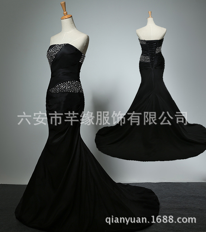 速賣通晚裝連衣裙抹胸釘珠長款包臀魚尾ebay亞馬遜晚裝婚紗禮服工廠,批發,進口,代購