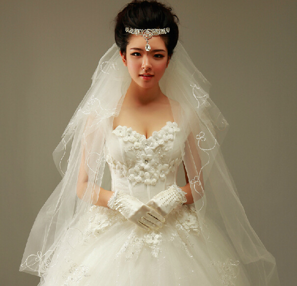 新娘頭紗婚紗禮服配件6層繡線太陽花頭紗批發工廠,批發,進口,代購