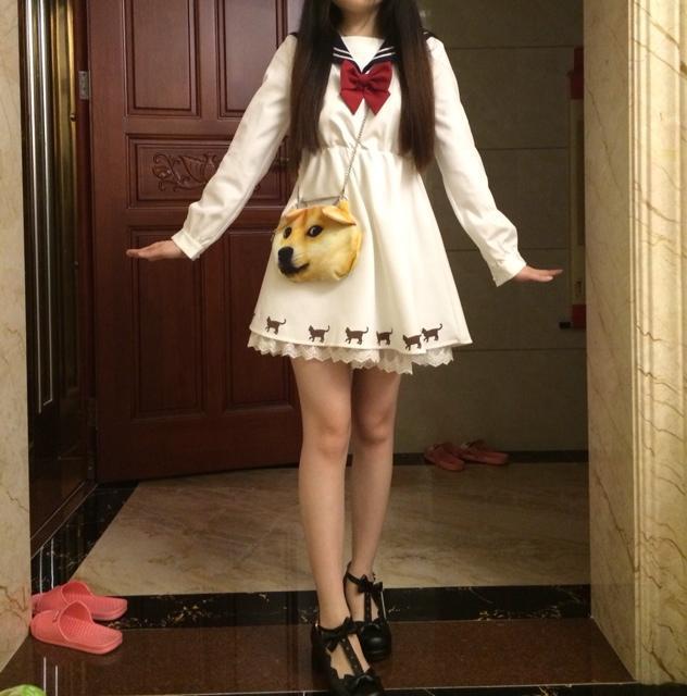 2016春季tralala日系少女系可愛純色美少女戰士原宿長袖連衣裙工廠,批發,進口,代購