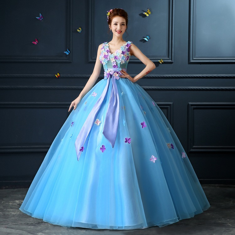 新款彩紗婚紗禮服舞臺獨唱藝考影樓服裝長款女主持演出禮服蓬蓬裙工廠,批發,進口,代購