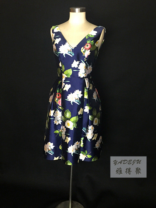 定製雙肩印花晚宴舞會晚會聚會年會伴娘展會日常約會短款小禮服工廠,批發,進口,代購