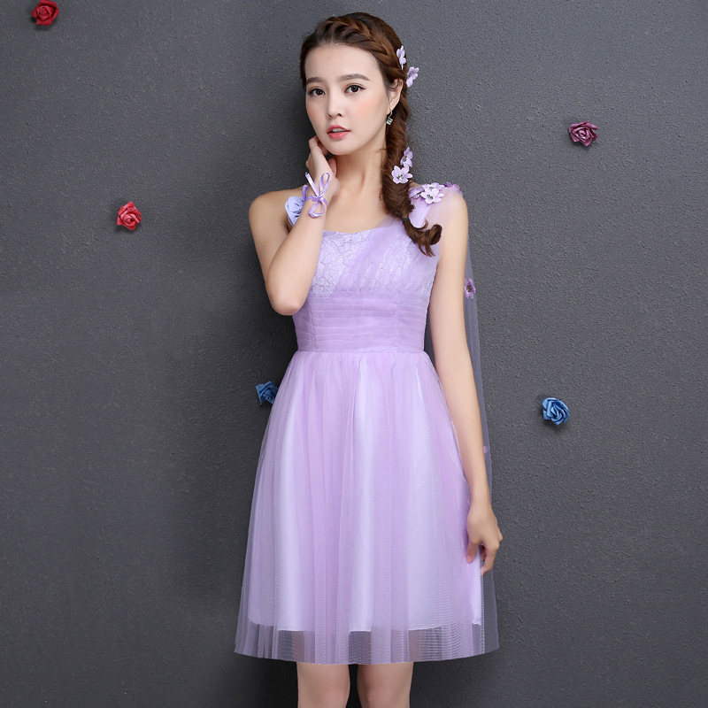 2016新款伴娘禮服春紫色短款伴娘服姐妹裙結婚晚禮服姐妹團小禮服工廠,批發,進口,代購
