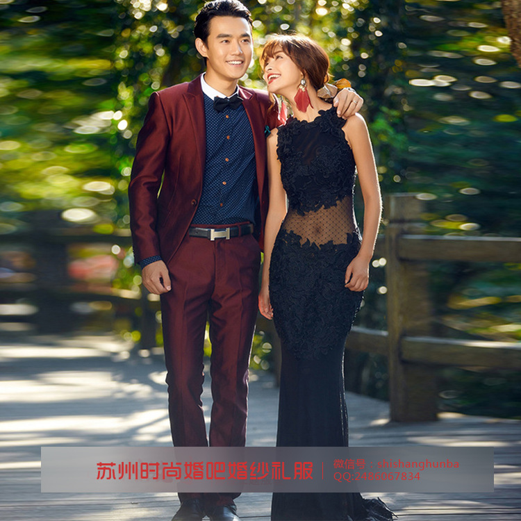 2016新款影樓主題服裝 外景拍照情侶裝 蕾絲露背寫真攝影婚紗禮服工廠,批發,進口,代購