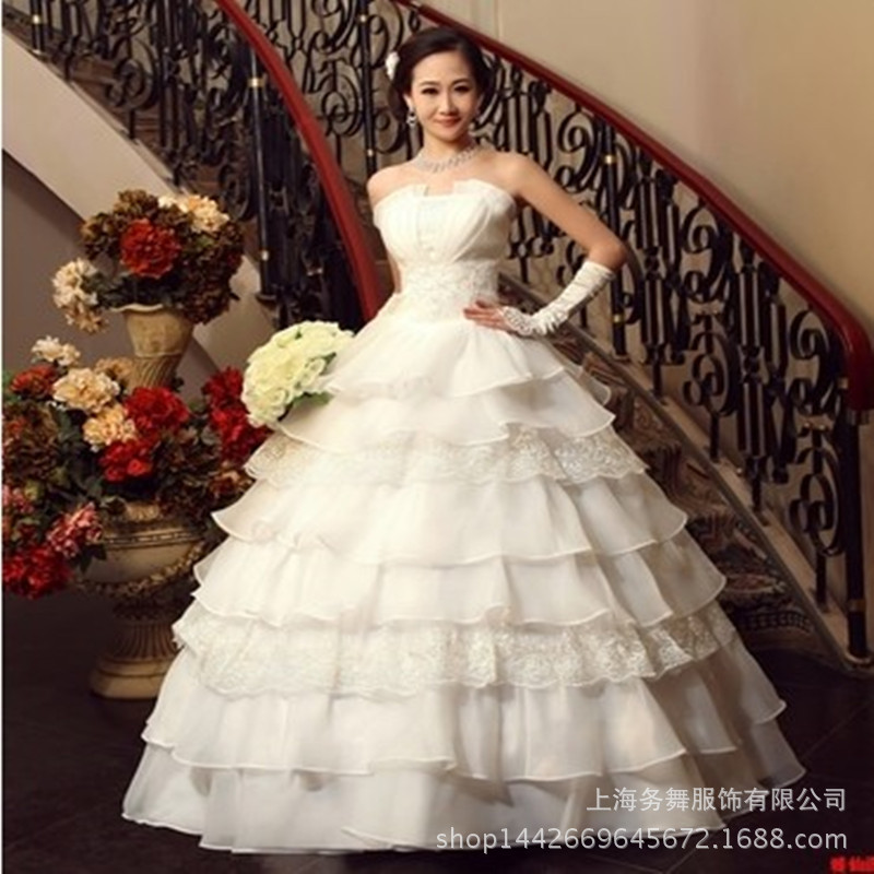春季新款新娘結婚婚紗批發抹胸綁帶大碼影樓婚慶婚紗零售白色婚紗工廠,批發,進口,代購