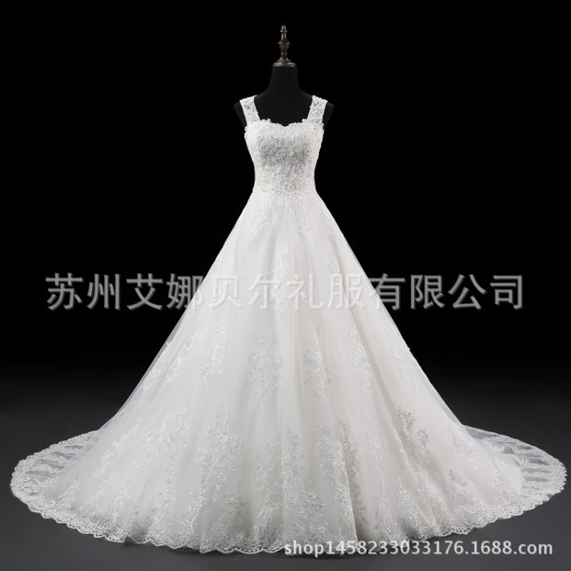 廠傢直銷新款A擺婚紗時尚優雅修身婚紗抹胸綁帶婚紗禮服加工廠,批發,進口,代購