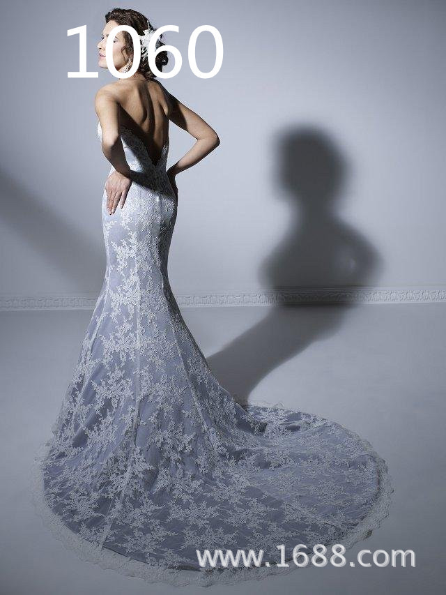 2016春夏季新款女士高端典雅拖尾蕾絲婚紗魚尾裙工廠,批發,進口,代購