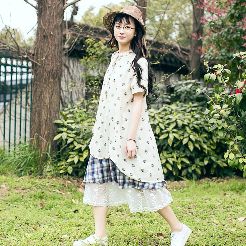 2016新款夏季韓版女裝 時尚休閒小清新棉麻短袖半身裙  一件代發工廠,批發,進口,代購