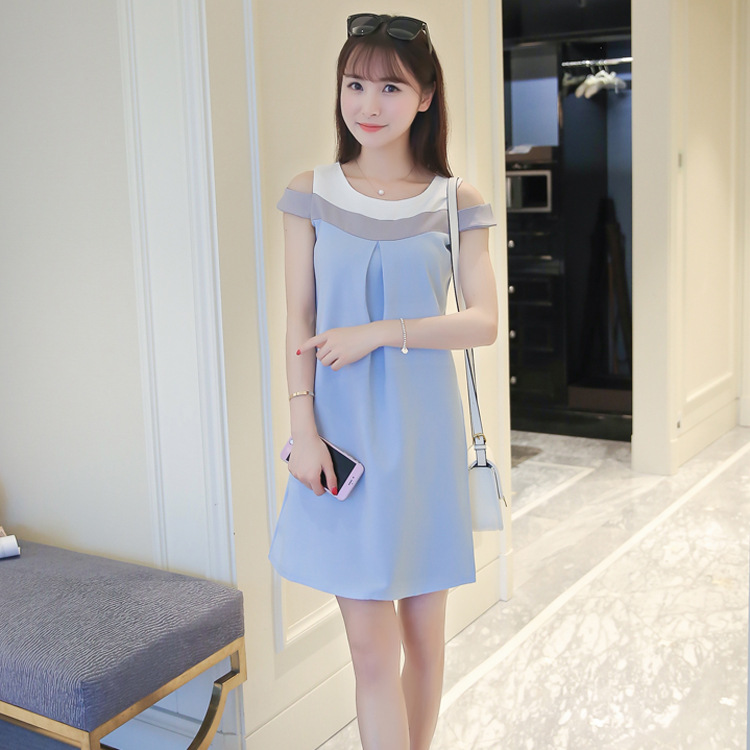 【實拍】夏裝大碼女裝連衣裙韓版中長款收腰顯瘦無袖露肩中裙工廠,批發,進口,代購