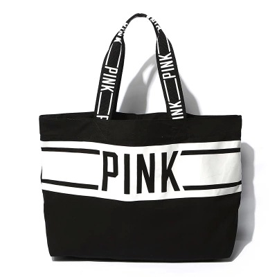 2016新款維多利亞的秘密VS簡約撞色pink帆佈單肩包手提包購物袋批發・進口・工廠・代買・代購