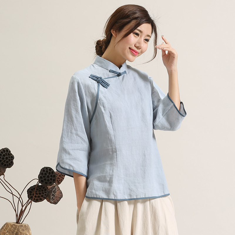 改良唐裝女上衣棉麻女裝中國風盤扣漢服中國風改良旗袍中式服裝工廠,批發,進口,代購