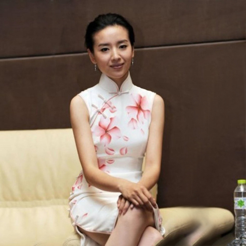 何旗2016董潔明星同款旗袍定製 修身優雅中長款旗袍連衣裙工廠,批發,進口,代購
