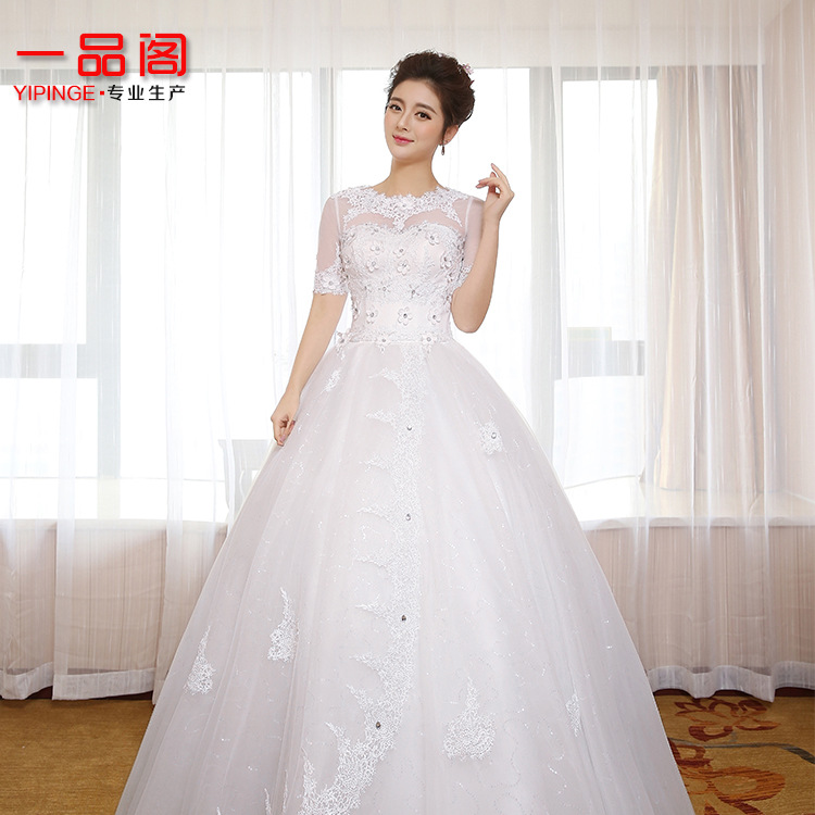新款一字肩公主新娘婚紗禮服批發高檔婚紗禮服蕾絲花邊晚禮服工廠,批發,進口,代購