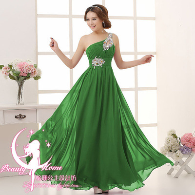 2016新款晚禮服長款時尚結婚敬酒服新娘伴娘單肩斜肩修身工廠,批發,進口,代購