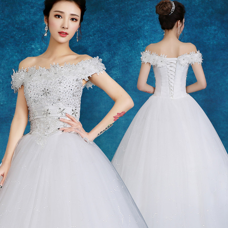 廠傢直銷2016春季新款一字肩孕婦婚紗齊地大碼新娘結婚紗禮服Y31工廠,批發,進口,代購