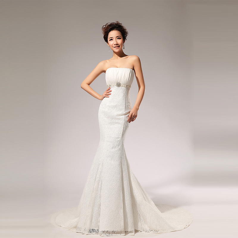2016新款 蕾絲齊地中腰A裙 抹胸婚紗禮服長裙HS70工廠,批發,進口,代購