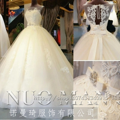 新款外貿婚紗禮服批發 韓版新娘結婚高端蕾絲鏤空大拖尾婚紗定製工廠,批發,進口,代購