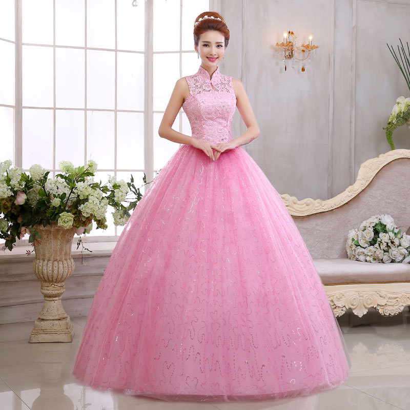 2015新款新娘結婚粉色彩紗大擺演出禮服舞臺獨唱影樓晚禮服蓬蓬裙工廠,批發,進口,代購