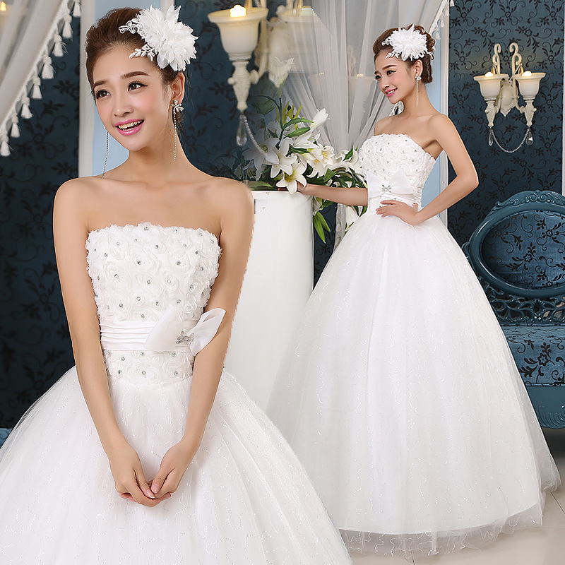批發婚紗禮服2015新款 韓式優雅綁帶抹胸婚紗 韓版蕾絲公主婚紗工廠,批發,進口,代購