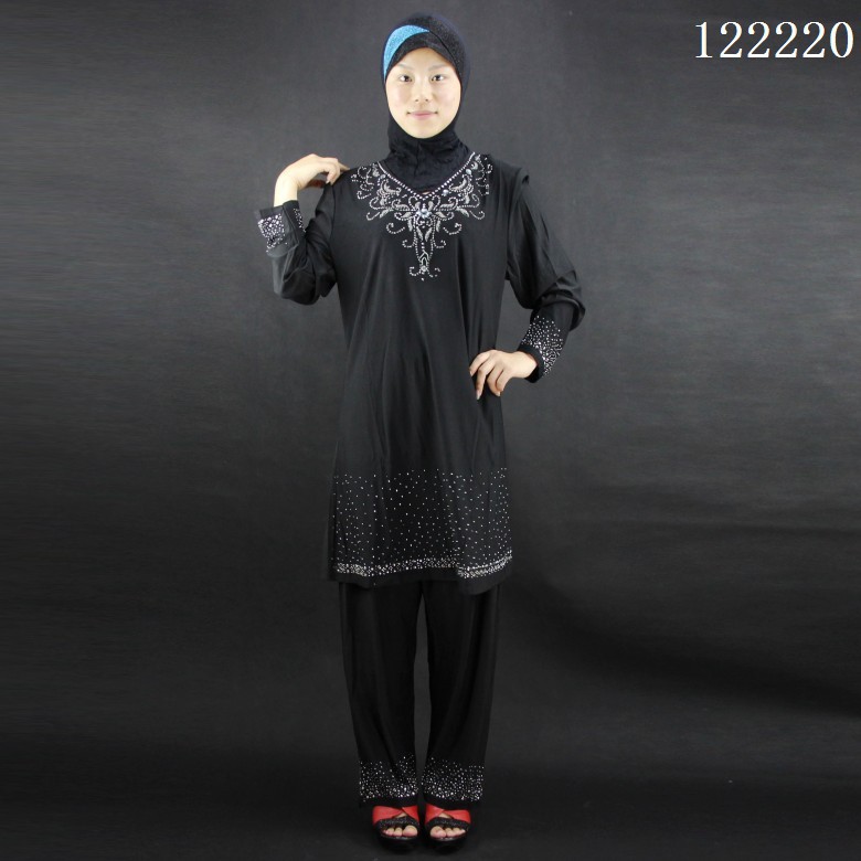 廠傢定做/批發/一代發水晶棉燙鉆穆斯林女裝巴服兩件套禮拜服工廠,批發,進口,代購
