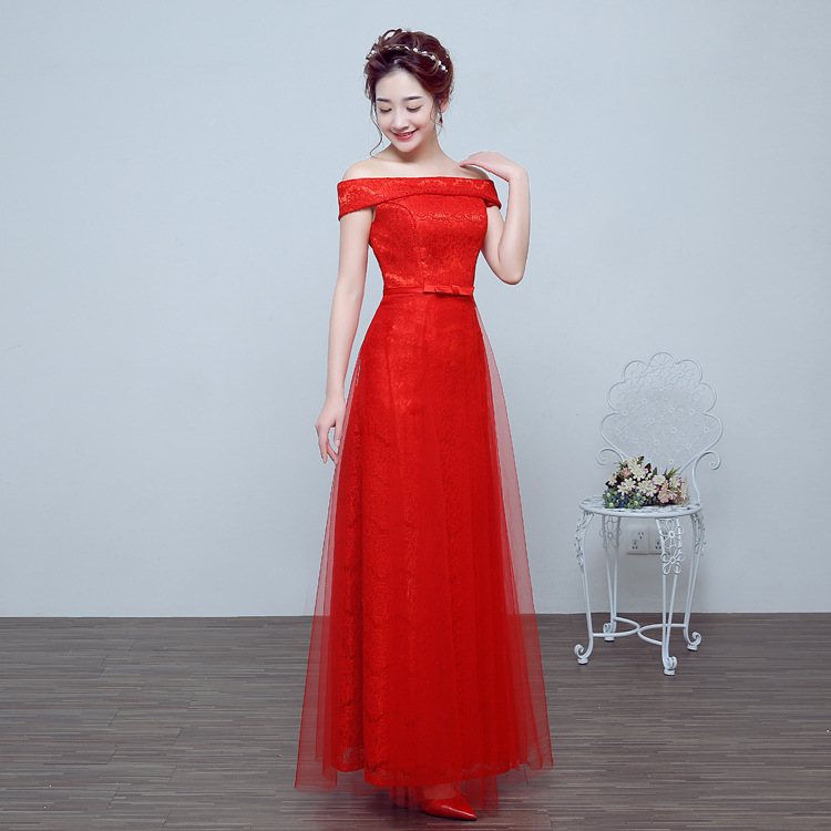 新娘結婚包肩敬酒服批發 2016新款修身紅色長款禮服宴會晚禮服工廠,批發,進口,代購