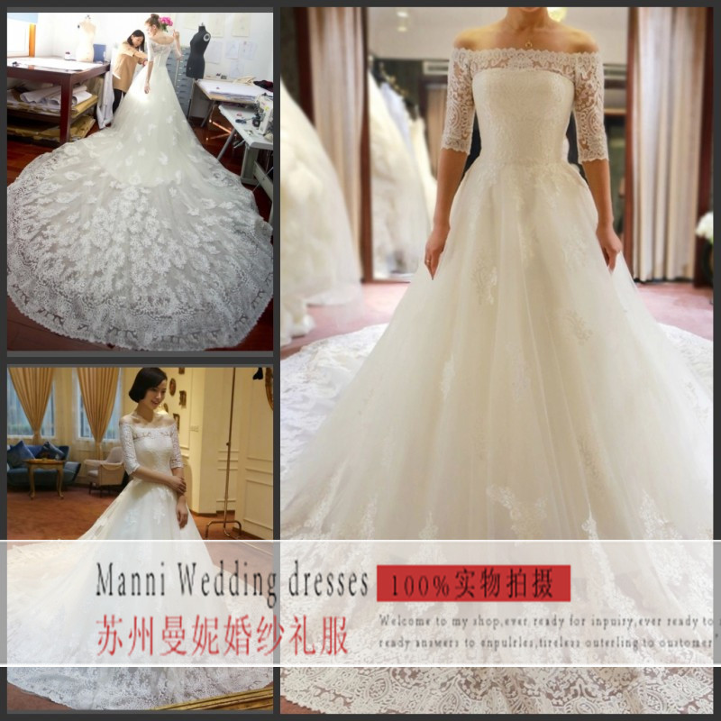 新款外貿婚紗禮服批發 韓版新娘結婚高端奢華蕾絲大拖尾婚紗定製工廠,批發,進口,代購