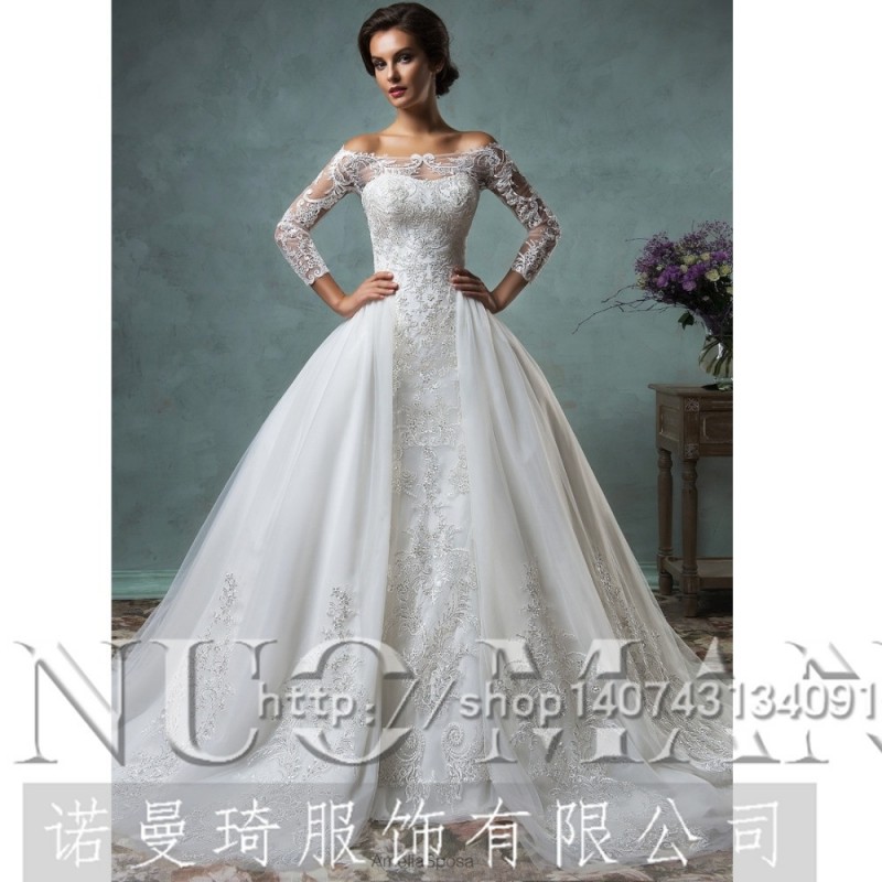 速賣通新款外貿婚紗禮服批發 韓版新娘結婚高端蕾絲魚尾婚紗定製工廠,批發,進口,代購