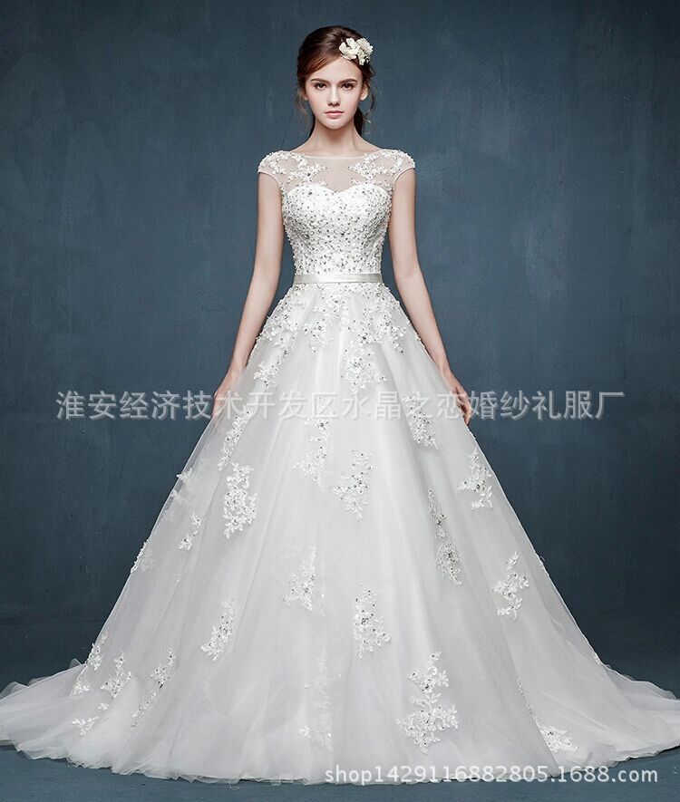 水晶之戀奢華婚紗禮服新款2016春綁帶雙肩包肩新娘鉆婚紗結婚禮服批發・進口・工廠・代買・代購