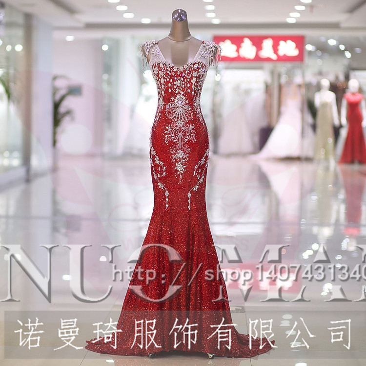 2015新款外貿婚紗禮服批發 韓版奢華新娘結婚婚禮敬酒晚禮服定製工廠,批發,進口,代購