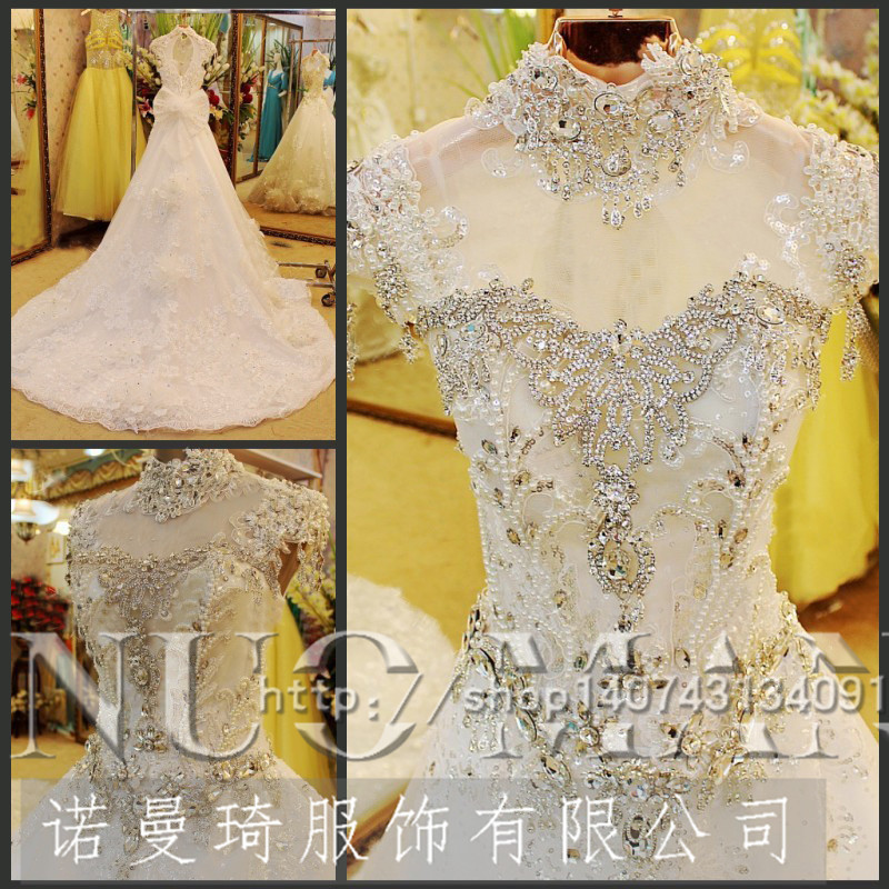 新款外貿婚紗禮服批發 韓版奢華新娘結婚高端蕾絲婚紗拖尾定製批發・進口・工廠・代買・代購