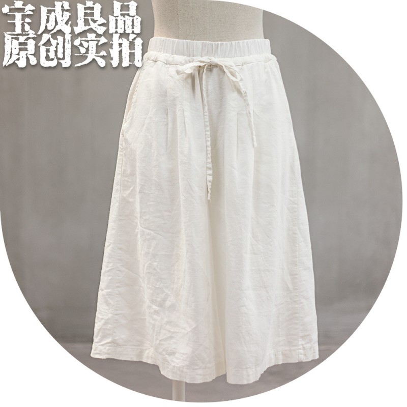 2016夏季新款女裝 韓國東大門韓版純色棉麻女式七分闊腿褲工廠,批發,進口,代購