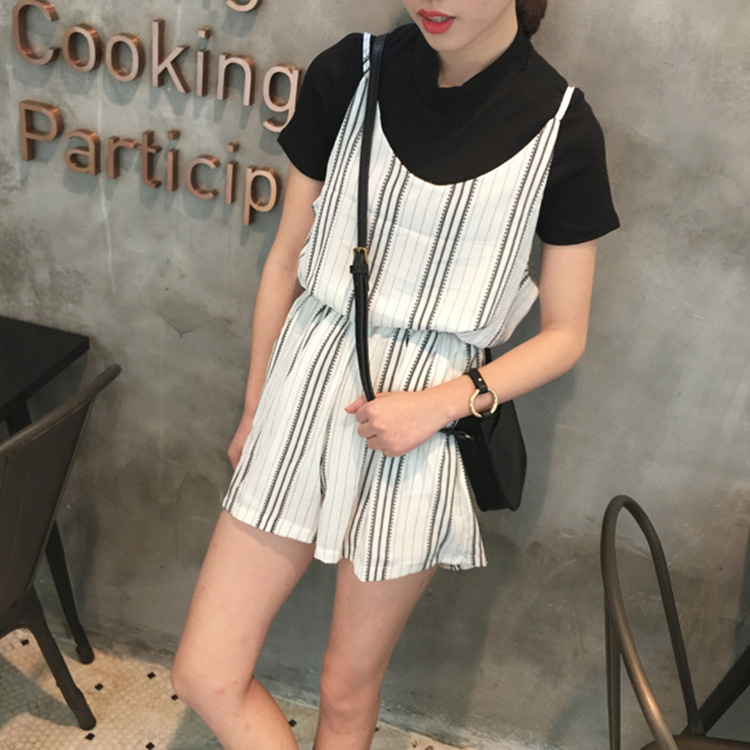 夏季女裝批發 寬松顯廋高腰豎條紋背帶連身褲 1417#工廠,批發,進口,代購